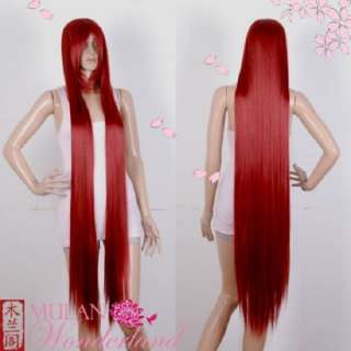 51 Extra Long Bang Wine Red Straight Cosplay Costume Wig  
