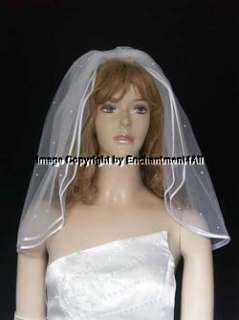 2T Ivory Wedding Bridal Short Veil Swarovski Crystal 12  