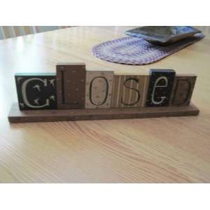   / Closed Primitive Wood Country Antique Store Sign 