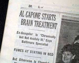 AL SCARFACE CAPONE Prison Release brain treatment 1939 Old Newspaper 