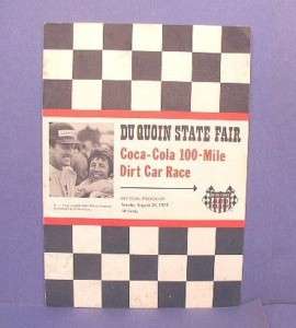 1975 Coca Cola 100 USAC Dirt Car Race Program   DuQuoin  