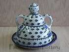 Polish Pottery Covered Plate Cheese Lady Serving Piece Stoneware