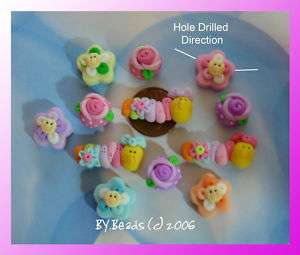 Caterpillar and Flower Polymer Clay Beads Embellishment  