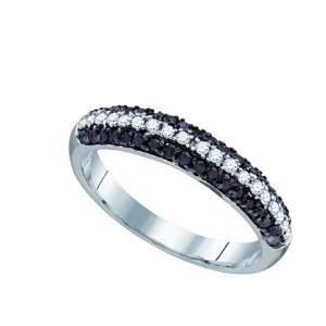   : Ladies 10K White Gold .49ct Black Diamond Bridal Band Ring: Jewelry