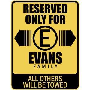   RESERVED ONLY FOR EVANS FAMILY  PARKING SIGN
