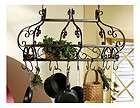 FRENCH OR TUSCAN SCROLL WROUGHT IRON HANGING POT RACK (NEW)