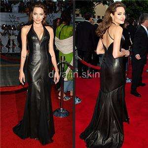 SEXY LAMBSKIN LEATHER HOBBLE MERMAID EVENING GOWN COCKTAIL WEDDING 