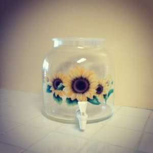  Sunflower Design Glass Water Dispenser: Home & Kitchen