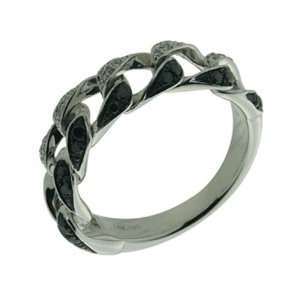  14K White Gold Diamond Chain Ring Jewelry