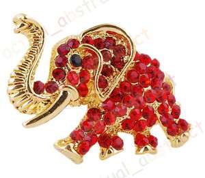 Free red elephant Brooch pin W rhinestone alloy1x  