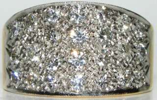 6500 2.50CT DIAMONDS PAVE CLUSTER FLAT BAND RING█14KT  