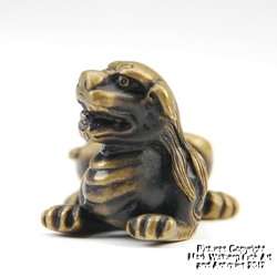 Chinese Bronze Scroll Weight, Reclining Foo Dog Form, 19th Century 