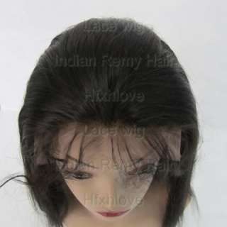 Lace Front Wigs 14 100% Indian Remy Hair #1B Straight  