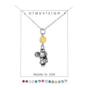 Clayvision Cheer Girl Cheerleader Charm Necklace with Birthstone/Team 