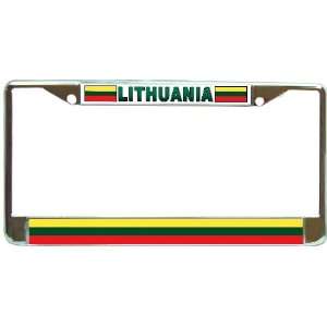 Lithuania Lithuanian Flag Chrome Metal License Plate Frame Holder