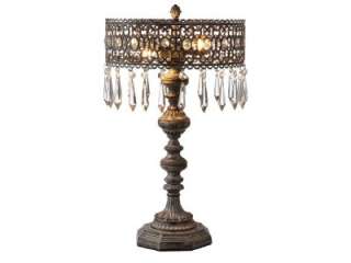   French Crystal Beaded Accent Table Lamp Grey Wash Finish 25W Max Bulb