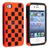 Orange/Black Checkered Hard Skin Case Cover+2x Film For iPhone 4 4S 4G 