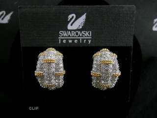 SIGNED SWAROVSKI PAVE CRYSTAL EARRINGS NEW RETIRED   