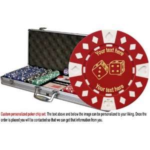 Custom Poker chip Set: Lucky Dice image & your custom text on both 