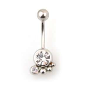   Belly Ring Foot Design with Clear Crystal Stones   14g, 5/8 Jewelry