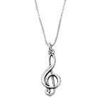   Flat Treble Clef Music Note Charm with 30 Inch Box Chain Necklace