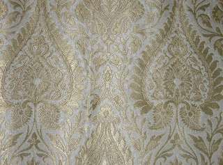 Pure Heavy Silk Brocade Fabric Metallic Gold & Ivory  