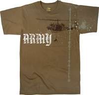 BROWN VINTAGE ARMY HELICOPTER MILITARY T SHIRT  