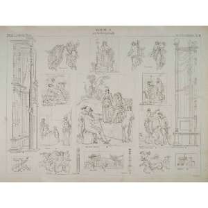  1870 Ancient Greek Fresco Paintings Gods Lithograph 
