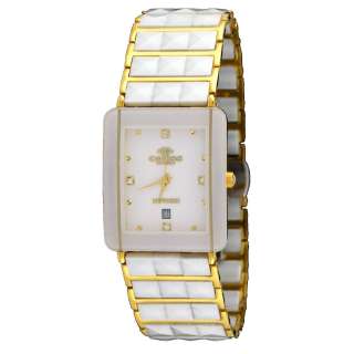 Oniss Mens Classic Gold White Ceramic Watch ON318 MG  