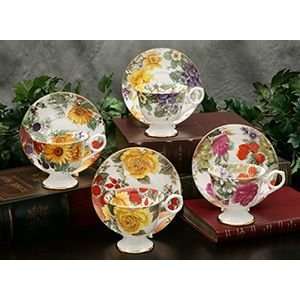  Floral Delight Assorted Bone China Mugs   Set of 4 