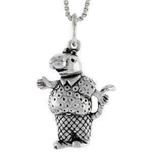  925 Sterling Silver Rat in Shirt & Trousers Pendant (w/ 18 