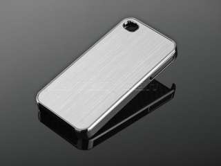   Steel Aluminum Chrome Hard Back Case Cover For iPhone 4 4S Silver