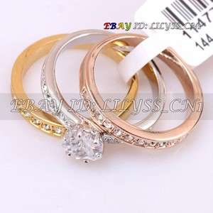 642RZ Fashion Solitaire Engagement Wedding Ring Set 18K GP Use 