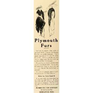  1912 Ad Plymouth Furs Fashion Wraps Clothing Accessories 