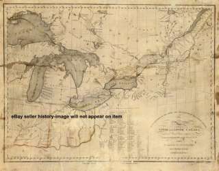1812 LARGE HISTORICAL MAP GREAT LAKES CANADA USA  