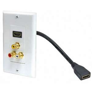  HDMI Pigtail 3 RCA Jack Wall Plate, Case Pack 2: Computers 