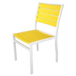  Polywood Euro Side Chair with Poly Wood in White / Lemon 