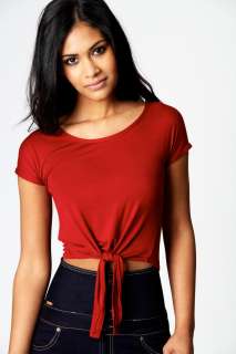  Sale  Tops  Emily Tie Front Cropped T.shirt