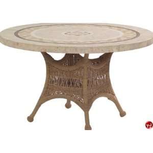   Wicker 48 Round Stone Top Umbrella Dining Table: Home & Kitchen