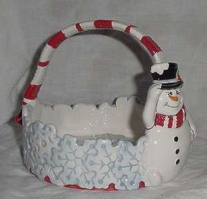 Fitz & Floyd Snow Days Snowman Basket   No Box  