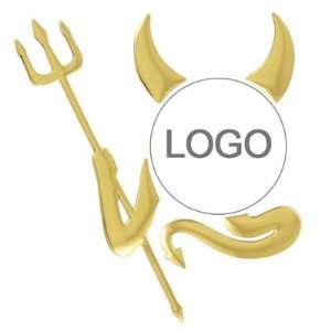   Vehicle Emblem Logo Decorations 3D Devil Sticker Gold Tone Automotive