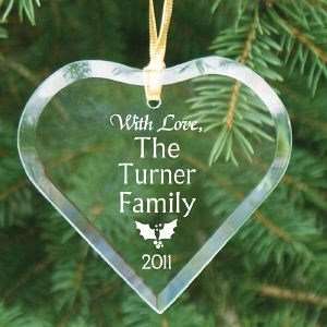 Family Personalized Glass Heart Ornament 