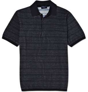   Polos > Short sleeve polos > Striped Knitted Cotton Polo Shirt