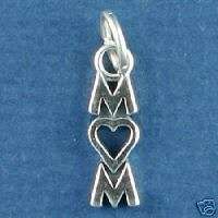Sterling Silver says Mom with a Heart for the O Charm  