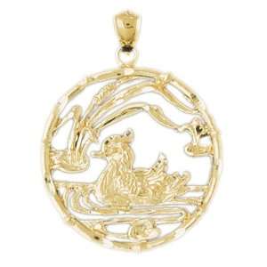   14K Gold Pendant Duck in Pond 6.2   Gram(s) CleverEve Jewelry