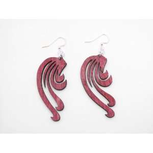  Cherry Red Blowing Wind Wooden Earrings GTJ Jewelry