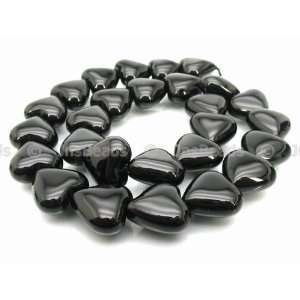  12mm Puff Heart Beads 16, Black Obsidian Arts, Crafts & Sewing