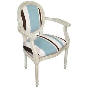   Blue Needlepoint Armchair in White Wash   100 Percent Wool: Home