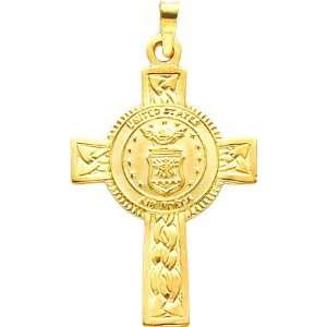  14K Gold Cross Air Force Insignia Pendant Jewelry