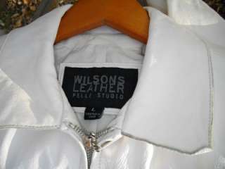 WILSONS LEATHER Off White Leather Jacket ~ Size Large  